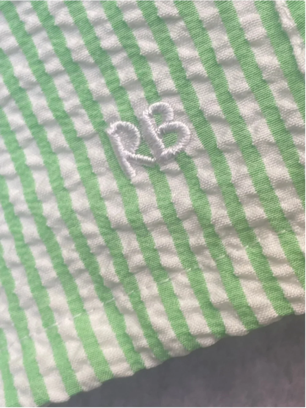 RuggedButts Green Seersucker Swim Shorts Boys M